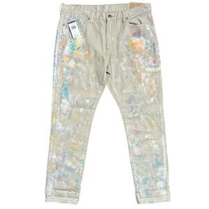Ralph Lauren Astor‎ Slim Boyfriend Jeans Paint Splatter Distressed Women's Sz 31